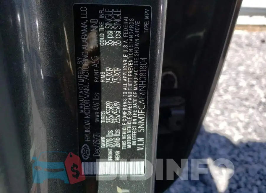 5NMJFCAE6NH081804 Photo# 12
