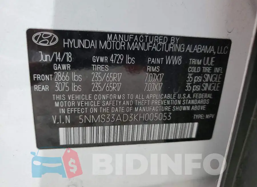 5NMS33AD3KH005053 Photo# 13