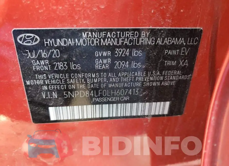 5NPD84LF0LH607413 Photo# 13