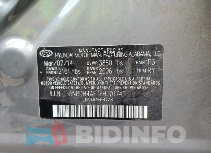 5NPDH4AE3EH501745 Photo# 12