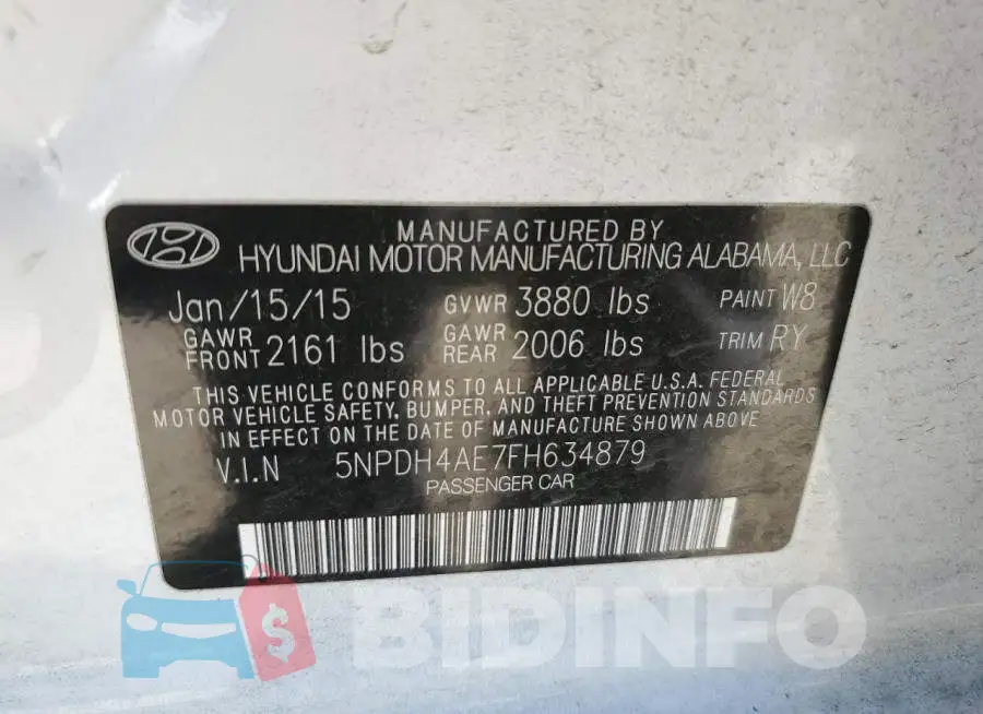 5NPDH4AE7FH634879 Photo# 12