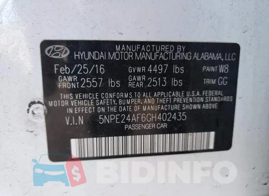5NPE24AF6GH402435 Photo# 12