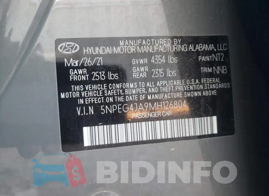 5NPEG4JA9MH126804 Photo# 12
