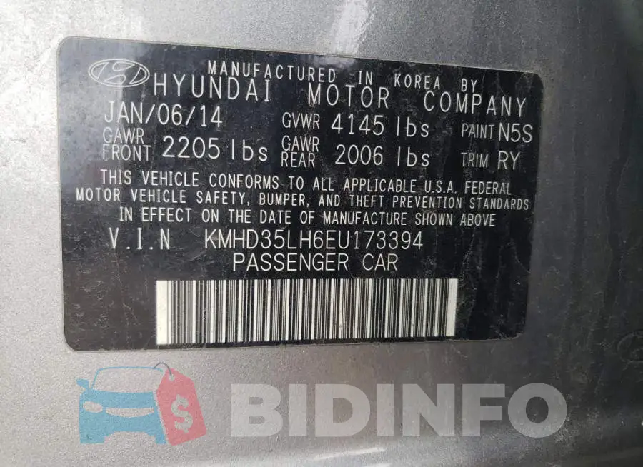 KMHD35LH6EU173394 Photo# 12