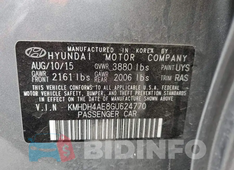KMHDH4AE8GU624770 Photo# 13