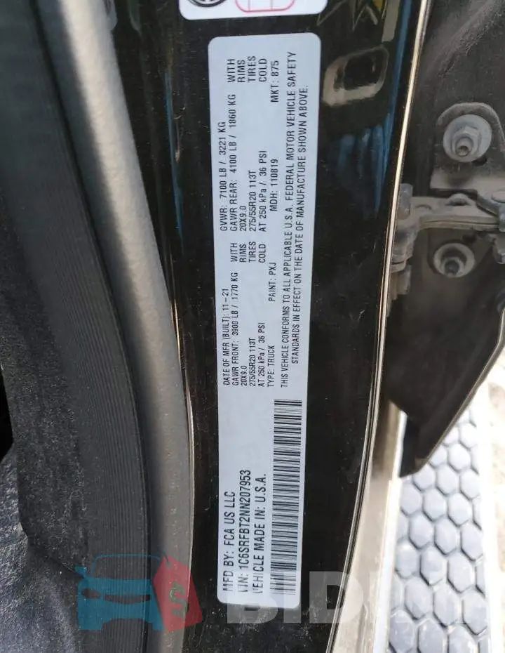 1C6SRFBT2NN207953 Photo# 12