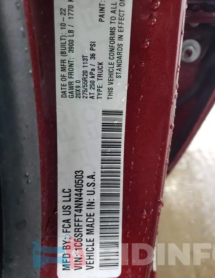 1C6SRFFT4NN440503 Photo# 12