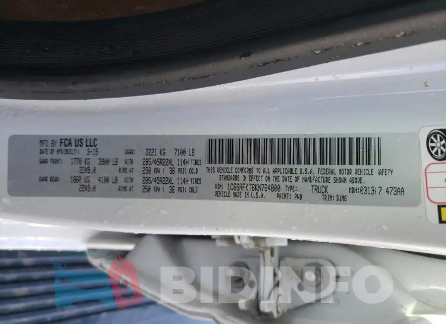 1C6SRFKT6KN764800 Photo# 13
