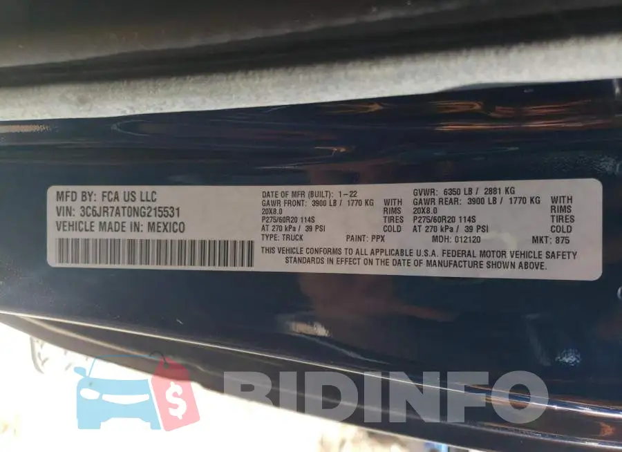 3C6JR7AT0NG215531 Photo# 13