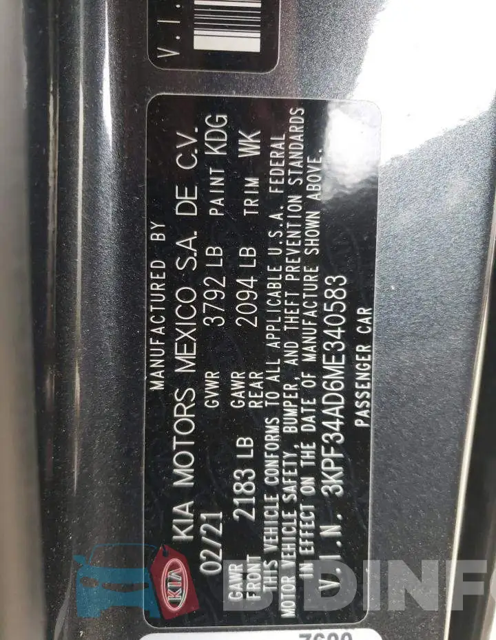 3KPF34AD6ME340583 Photo# 13