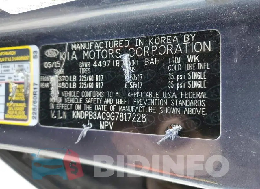 KNDPB3AC9G7817228 Photo# 13