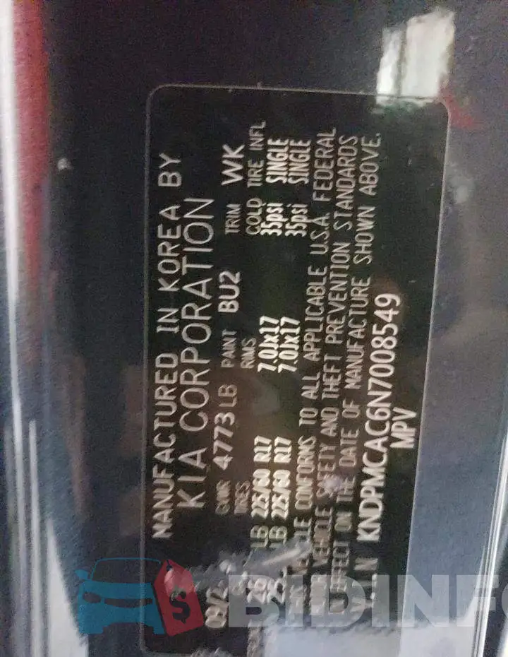 KNDPMCAC6N7008549 Photo# 13