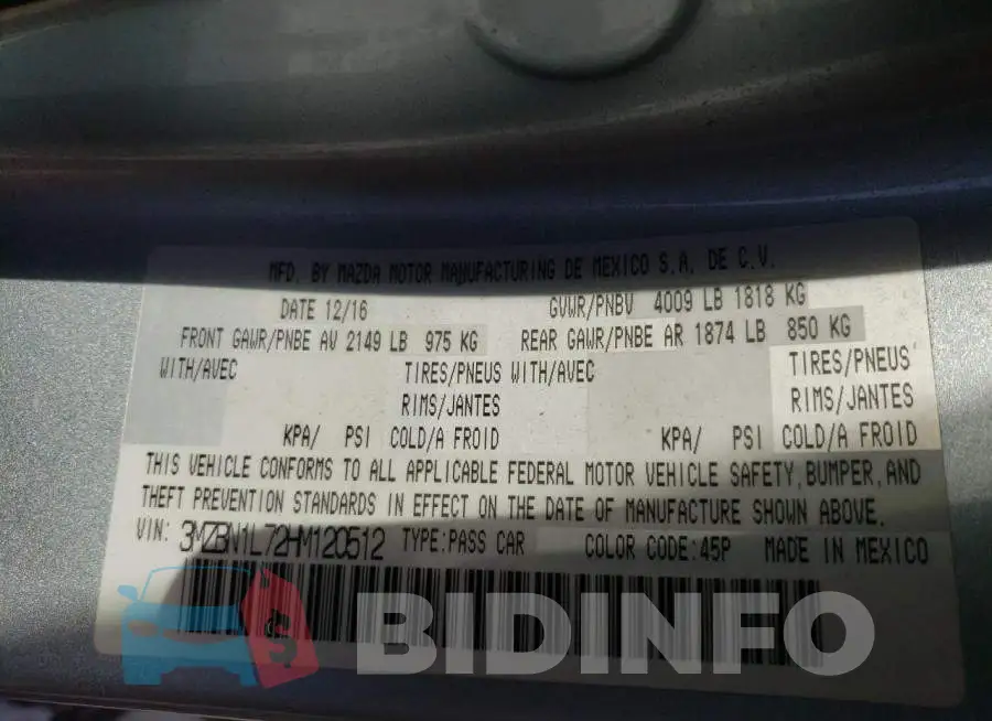 3MZBN1L72HM120512 Photo# 12