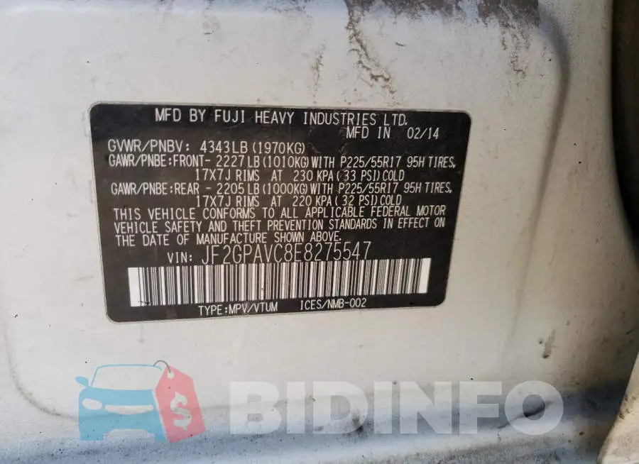 JF2GPAVC8E8275547 Photo# 12