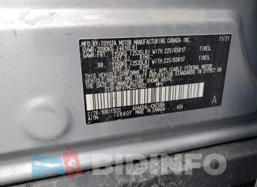 2T3F1RFV7MC251602 Photo# 13