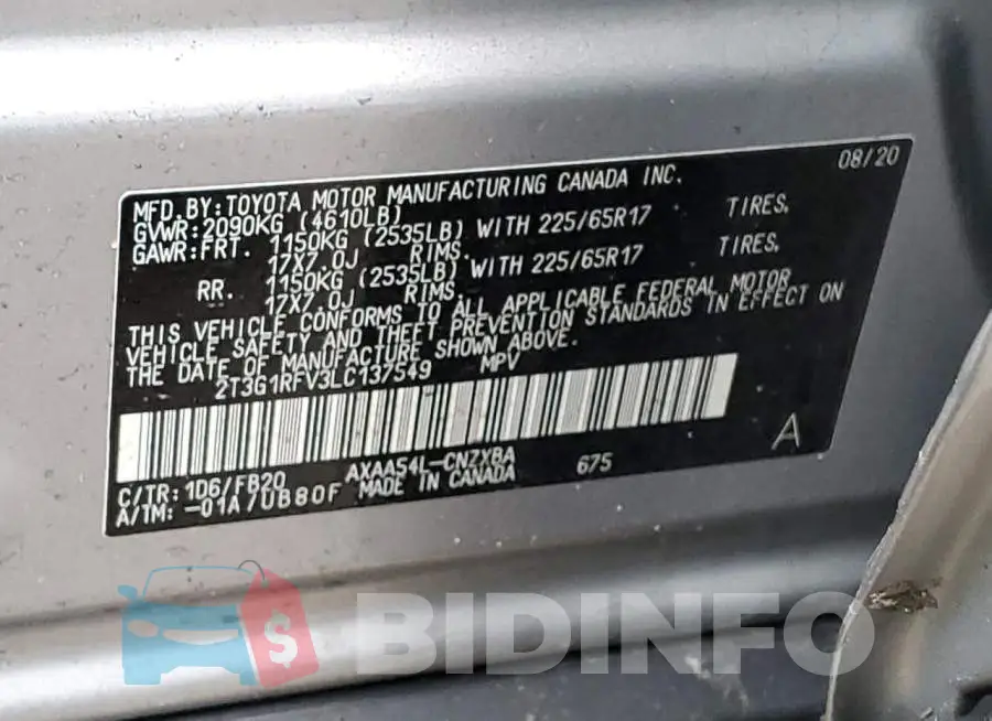 2T3G1RFV3LC137549 Photo# 14