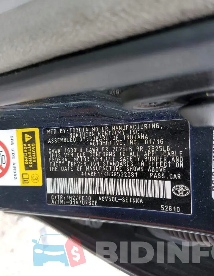 4T4BF1FK8GR552081 Photo# 13