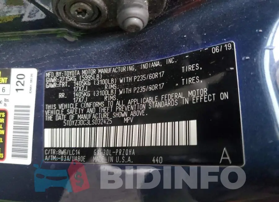 5TDYZ3DC3LS032425 Photo# 13