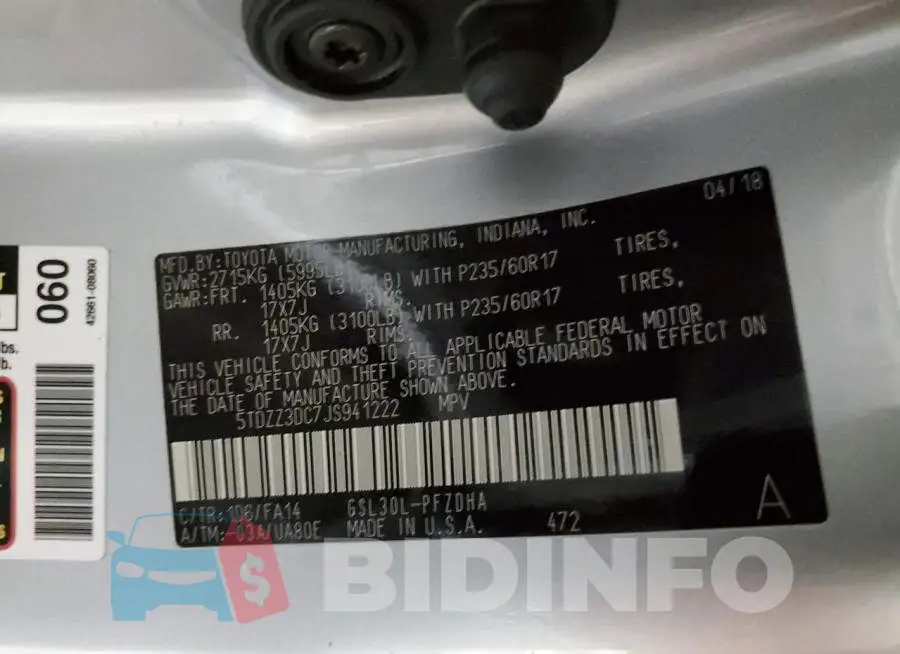 5TDZZ3DC7JS941222 Photo# 13
