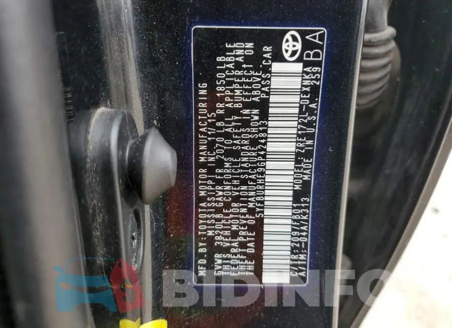 5YFBURHE9GP424813 Photo# 12