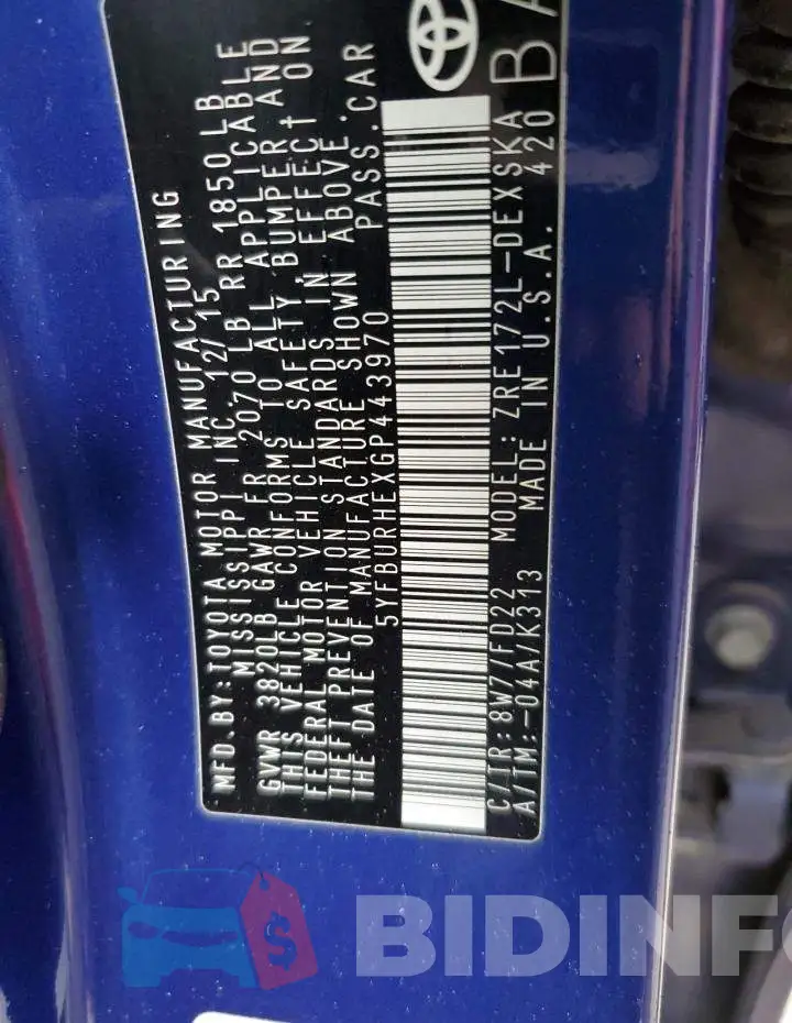 5YFBURHEXGP443970 Photo# 12