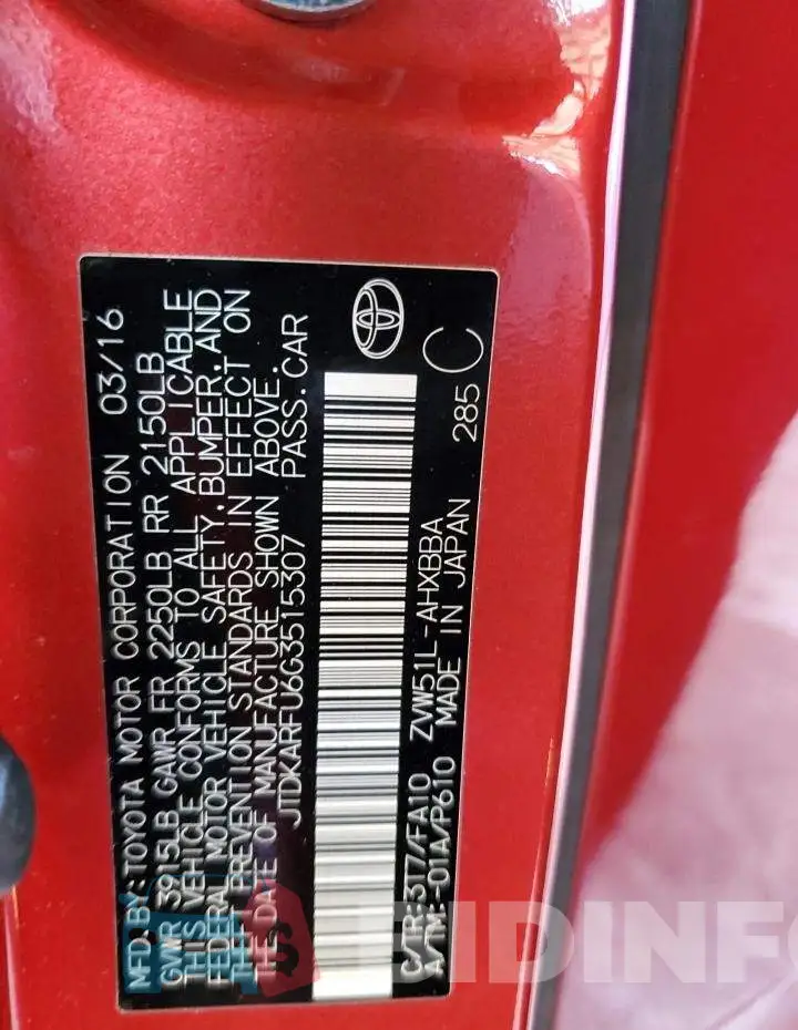 JTDKARFU6G3515307 Photo# 12