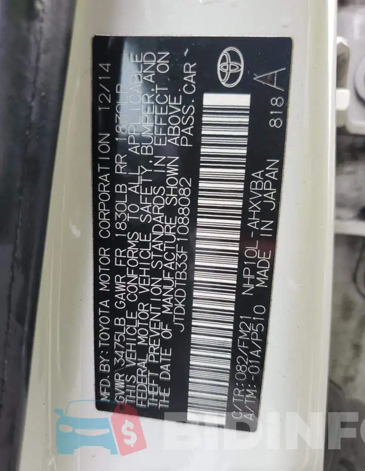 JTDKDTB33F1088082 Photo# 12