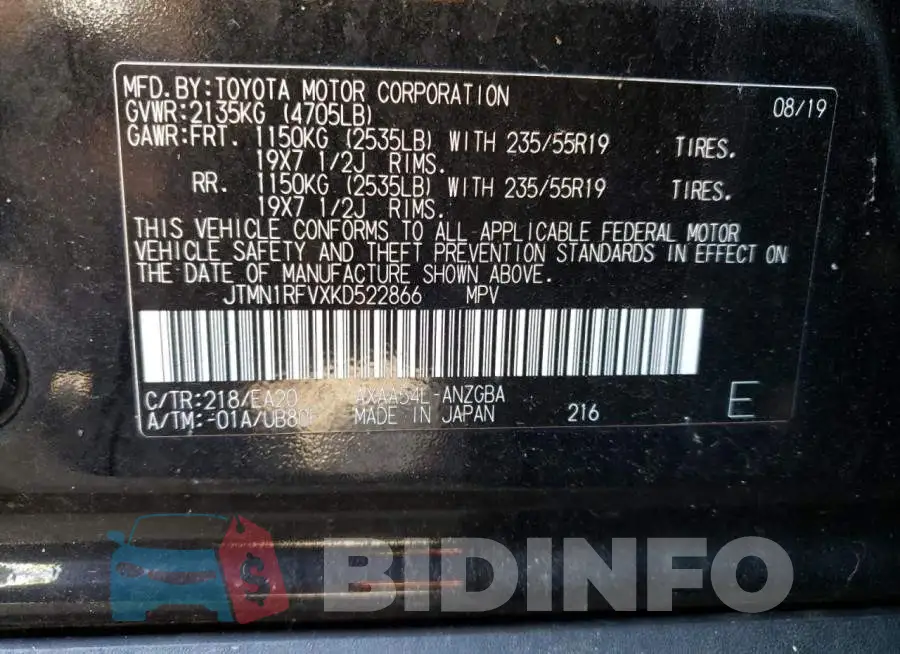 JTMN1RFVXKD522866 Photo# 10