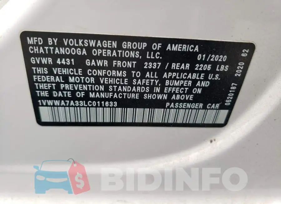1VWWA7A33LC011633 Photo# 12