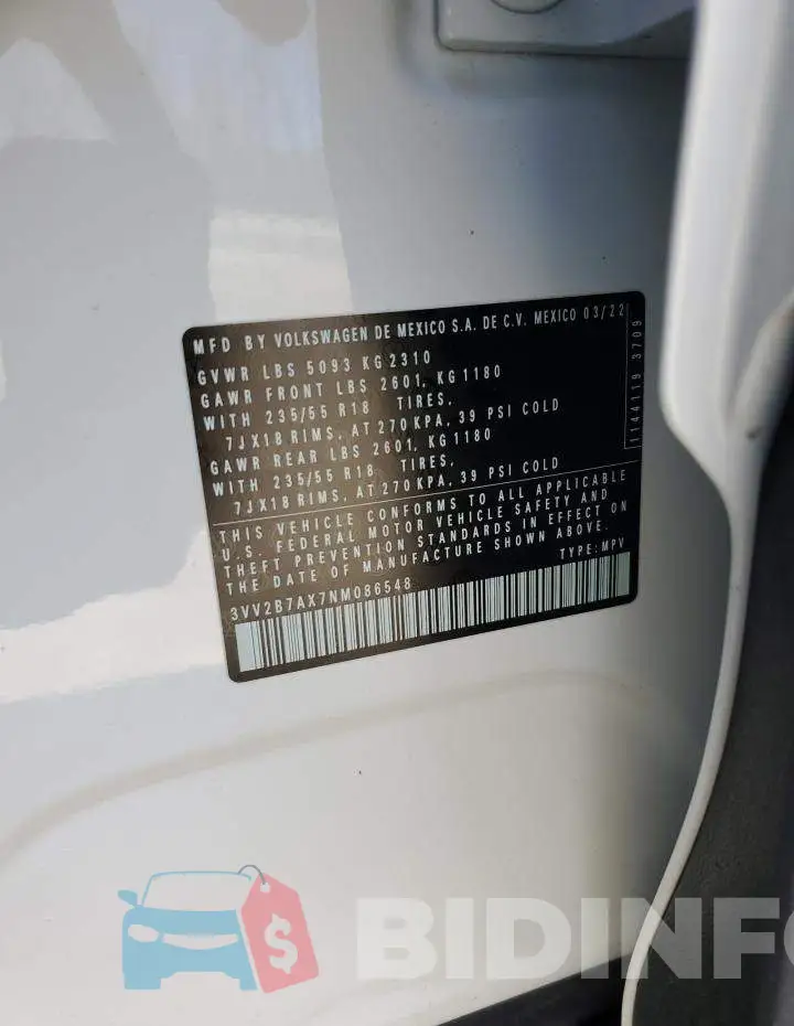 3VV2B7AX7NM086548 Photo# 14