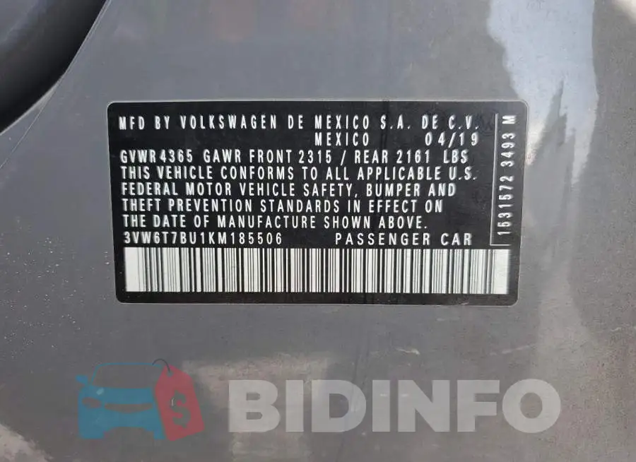 3VW6T7BU1KM185506 Photo# 13