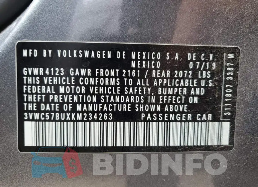 3VWC57BUXKM234263 Photo# 12