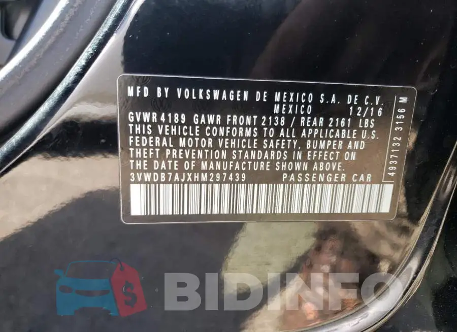 3VWDB7AJXHM297439 Photo# 12