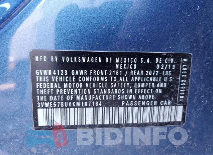 3VWE57BU6KM167184 Photo# 12