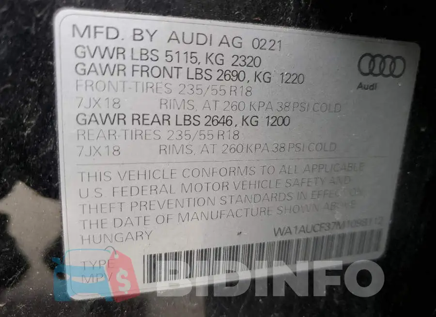 WA1AUCF37M1098112 Photo# 13