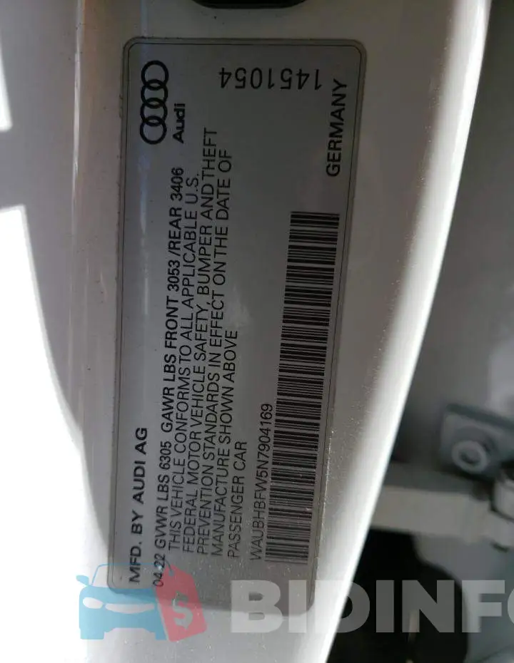 WAUBHBFW5N7904169 Photo# 13