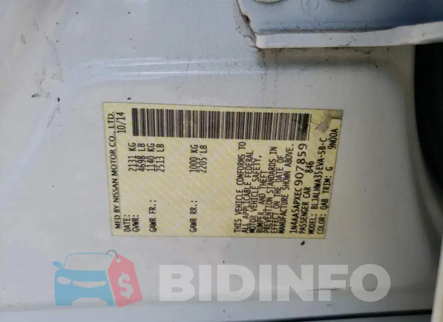 1N4AA5APXEC907859 Photo# 12