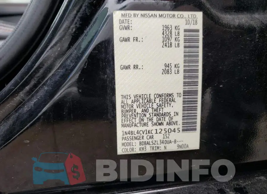 1N4BL4CV1KC125045 Photo# 13