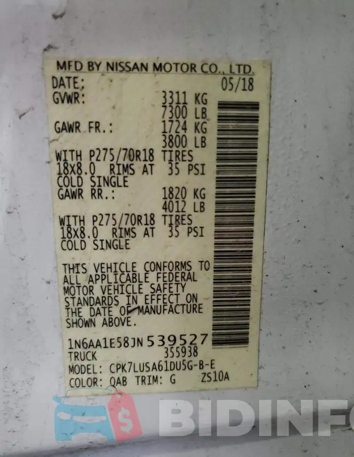 1N6AA1E58JN539527 Photo# 12