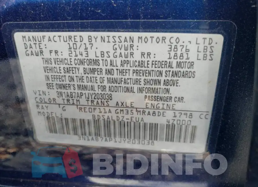 3N1AB7AP1JY203038 Photo# 12