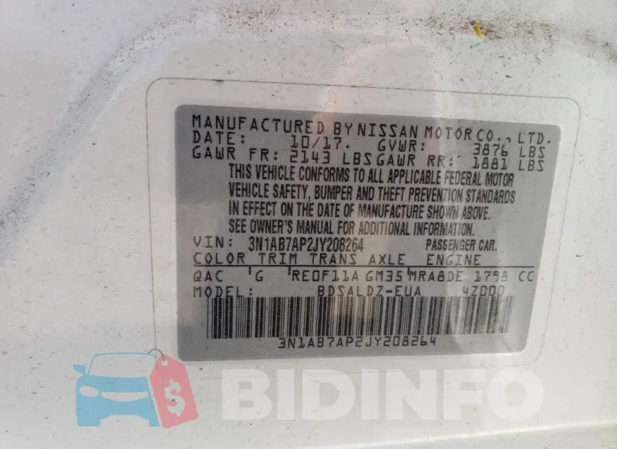 3N1AB7AP2JY208264 Photo# 12