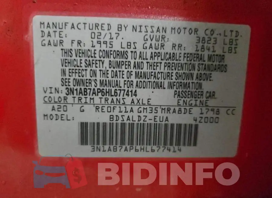 3N1AB7AP6HL677414 Photo# 13
