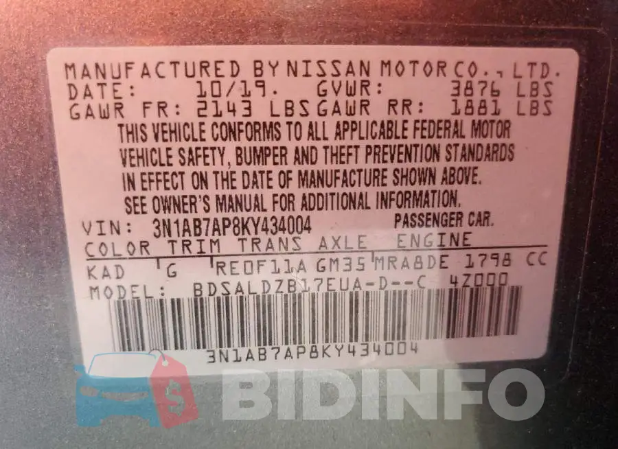 3N1AB7AP8KY434004 Photo# 13