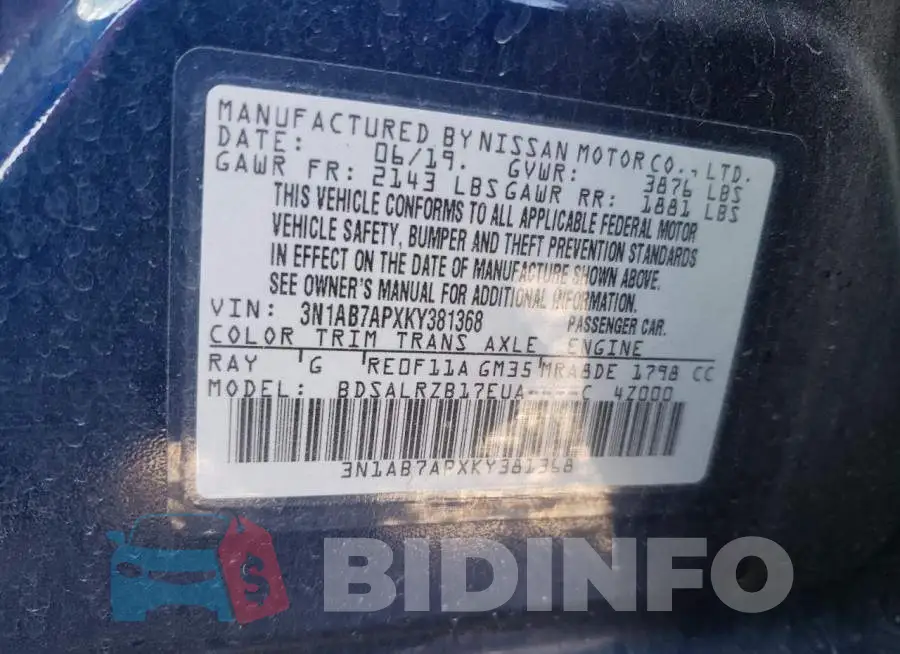3N1AB7APXKY381368 Photo# 12