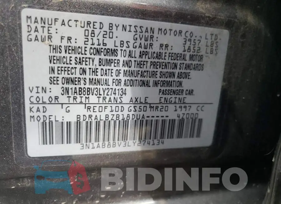 3N1AB8BV3LY274134 Photo# 13