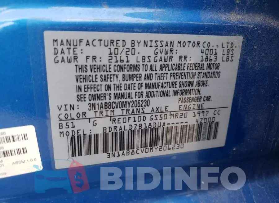 3N1AB8CV0MY206230 Photo# 12