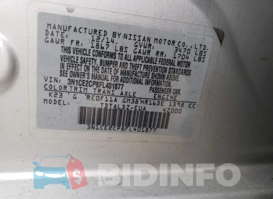 3N1CE2CP8FL401877 Photo# 12