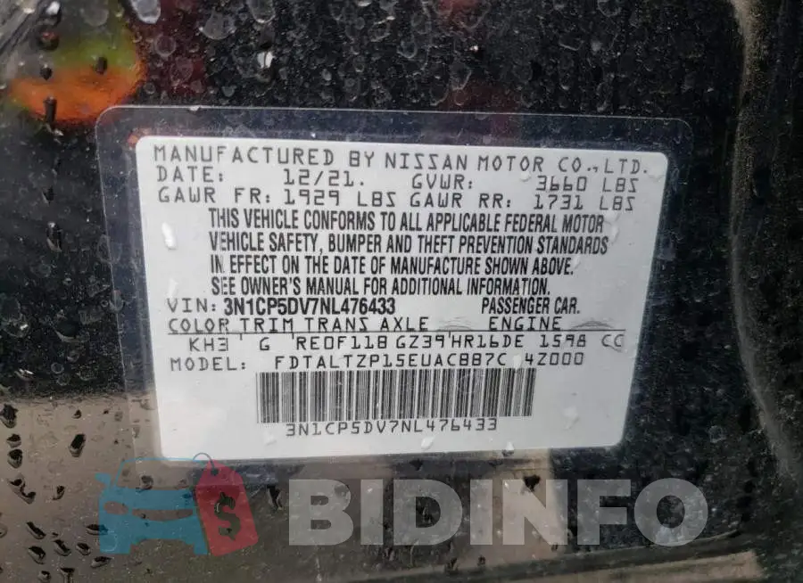 3N1CP5DV7NL476433 Photo# 13