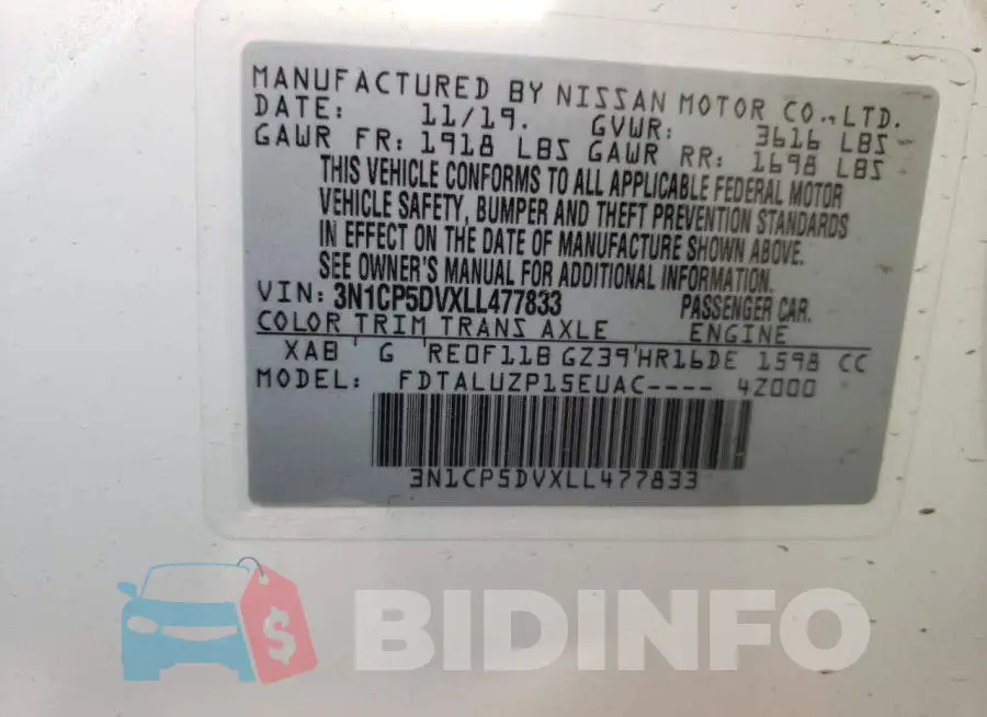 3N1CP5DVXLL477833 Photo# 12