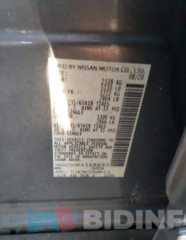 5N1AZ2AJ6LN168693 Photo# 13